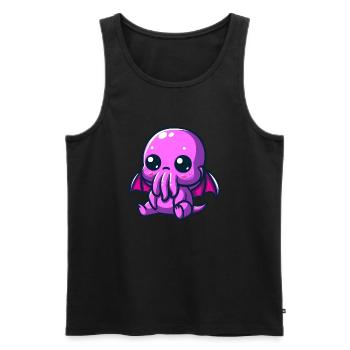 Charme de Lovecraft : Adorable bébé mignon Cthulhu - Débardeur bio Premium Homme - noir - Devant - AI Model Male 178 light (178cm)