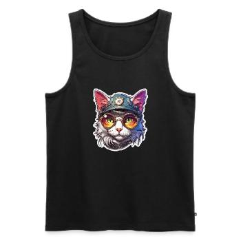 Cool Cat / Funny / Animal / Pet / Crazy - Men's Premium Organic Tank Top - black - Front - Michal (187cm)