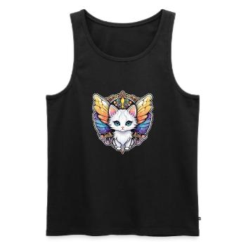 chat avec des ailes - Débardeur bio Premium Homme - noir - Devant - AI Model Male 178 light (178cm)