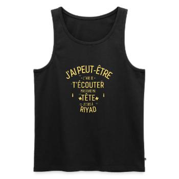Dans ma Tête je suis à Riyad - Débardeur bio Premium Homme - noir - Devant - Michal (187cm)