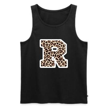 Letter R Leopard Pattern - Birthday Gift Idea - Men's Premium Organic Tank Top - black - Front - AI Model Male 178 light (178cm)