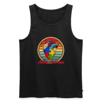 Autism awareness Heart Colors Autism puzzle piece - Men's Premium Organic Tank Top - black - Front - Michal (187cm)