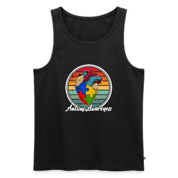 Autism awareness Heart Colors Autism puzzle piece - Men's Premium Organic Tank Top - black - Front - Michal (187cm)