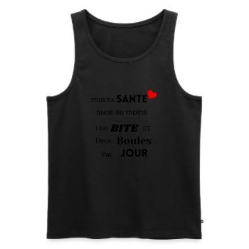 For your health, suck at least one cock a day - Men's Premium Organic Tank Top - black - Front - AI Model Male 178 light (178cm)