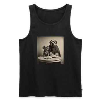 Chien / Animal / Photo / Sauvage / Drôle / Aboiement - Débardeur bio Premium Homme - noir - Devant - Michal (187cm)