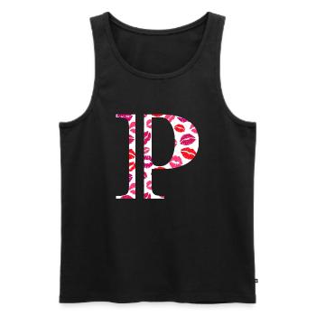 Letter p kisses - Men's Premium Organic Tank Top - black - Front - AI Model Male 178 light (178cm)