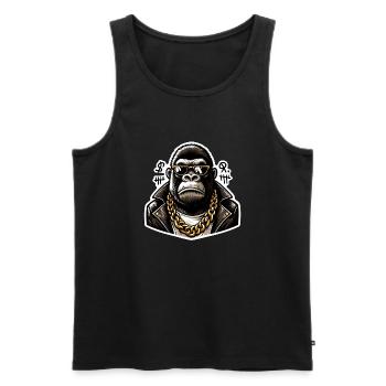 Gorilla mit Goldkette - Männer Premium Bio Tank Top - Schwarz - Vorne - AI Model Male 178 light (178cm)