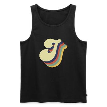Retro J Letter - Men's Premium Organic Tank Top - black - Front - AI Model Male 178 light (178cm)