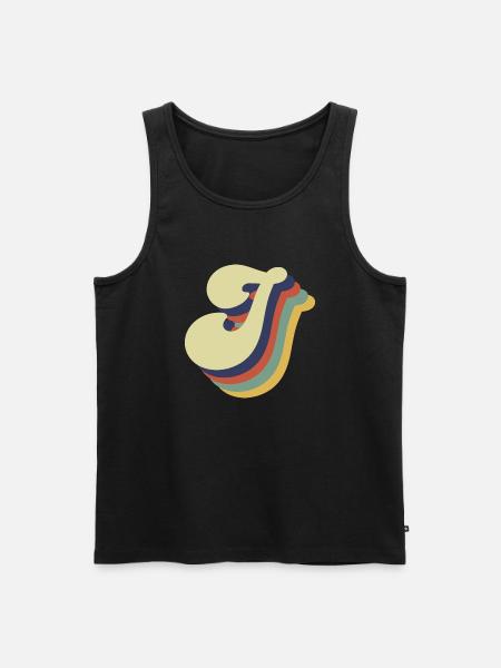 Retro J Buchstabe - Männer Premium Bio Tank Top - Schwarz