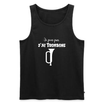 je peux pas j ai trombone - Débardeur bio Premium Homme - noir - Devant - Michal (187cm)