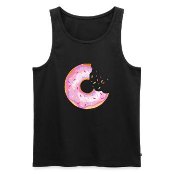 donut croquer manger boucher patisserie 12 Q - Débardeur bio Premium Homme - noir - Devant - AI Model Male 178 light (178cm)