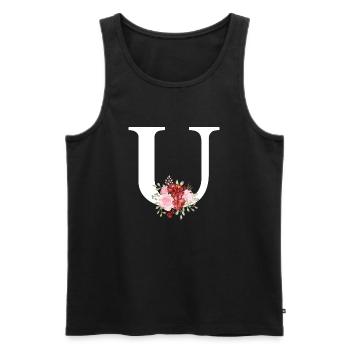 Roter floraler U-Buchstabe - Männer Premium Bio Tank Top - Schwarz - Vorne - Michal (187cm)