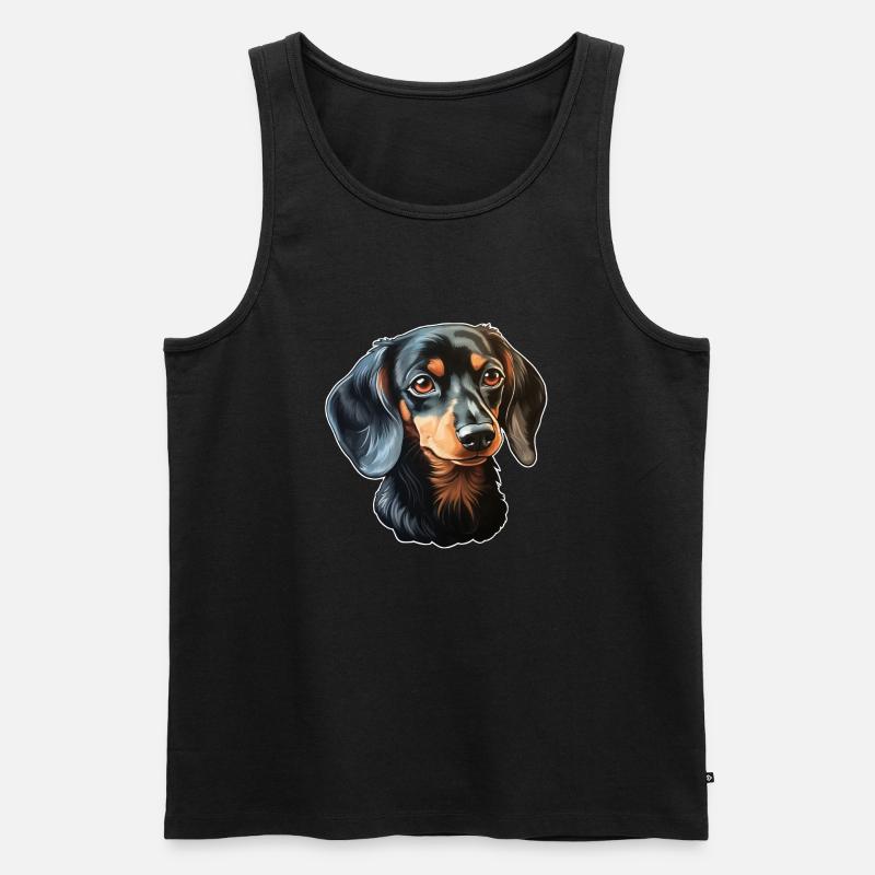 Dachshund Dackelkopf - Männer Premium Bio Tank Top - Schwarz