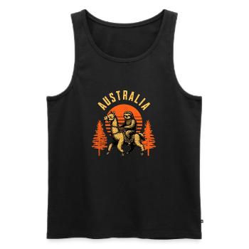 Australia - Faultier reitet Lama lustig - Männer Premium Bio Tank Top - Schwarz - Vorne - AI Model Male 178 light (178cm)