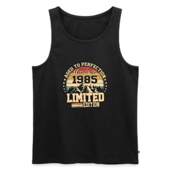 1985 Birthday 1985 Born in 1985 Birthday - Men's Premium Organic Tank Top - black - Front - AI Model Male 178 light (178cm)