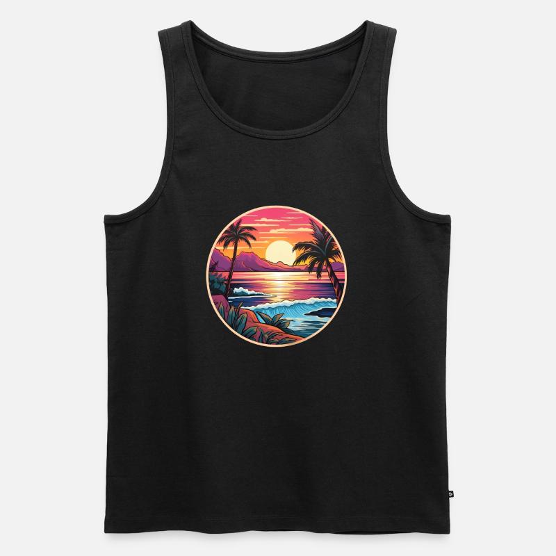 Tropisches Paradies - Männer Premium Bio Tank Top - Schwarz