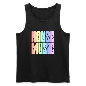 House Music - Pastel Rainbow - Men's Premium Organic Tank Top - black - Front - AI Model Male 178 light (178cm)