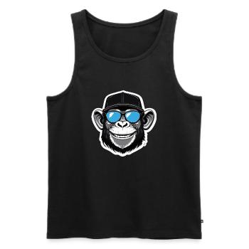 Chimpanzee Stay Cool - Männer Premium Bio Tank Top - Schwarz - Vorne - AI Model Male 178 light (178cm)