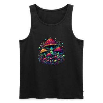 Magic Mushrooms Art Print - Männer Premium Bio Tank Top - Schwarz - Vorne - AI Model Male 178 light (178cm)
