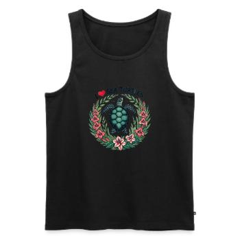 J’adore les tortues de mer - Débardeur bio Premium Homme - noir - Devant - Michal (187cm)