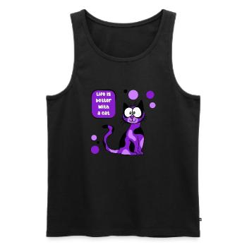 La vie est meilleure avec un chat ! - Débardeur bio Premium Homme - noir - Devant - AI Model Male 178 light (178cm)