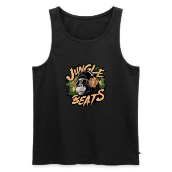 jungle gorille musique - Débardeur bio Premium Homme - noir - Devant - Michal (187cm)