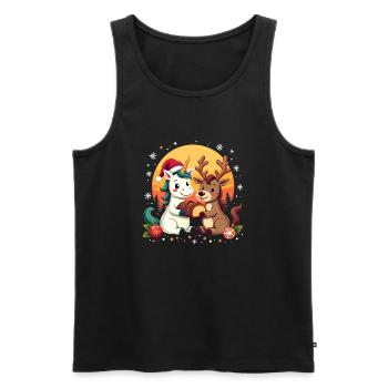 Licorne et renne avec flocons de neige Noël - Débardeur bio Premium Homme - noir - Devant - Michal (187cm)
