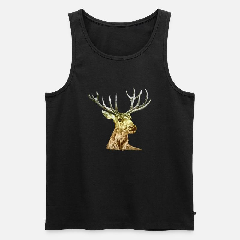 Hirsch - Männer Premium Bio Tank Top - Schwarz