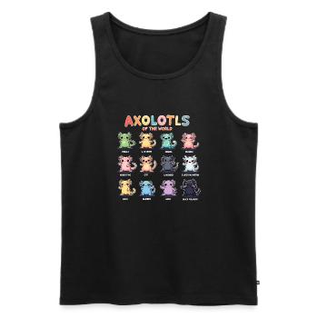 Axolotls du monde Kawaii Types d’axolotls - Débardeur bio Premium Homme - noir - Devant - Michal (187cm)