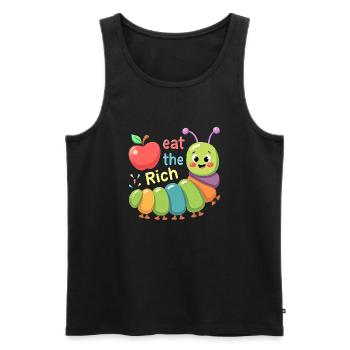 Eat The Rich Hungry Cute Caterpillar Worm - Men's Premium Organic Tank Top - black - Front - AI Model Male 178 light (178cm)