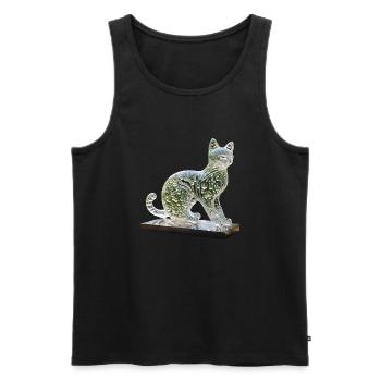 Sculpture of a cat made of colored water drops - Men's Premium Organic Tank Top - black - Front - AI Model Male 178 light (178cm)