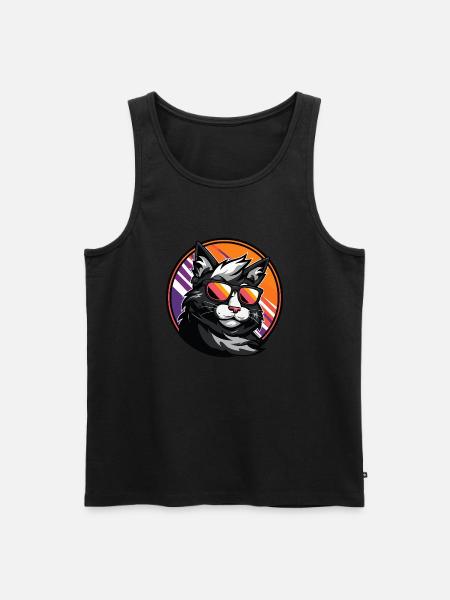 Katze Comic Cool - Männer Premium Bio Tank Top - Schwarz