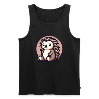 Hedgehog pink background - Men's Premium Organic Tank Top - black - Front - AI Model Male 178 light (178cm)