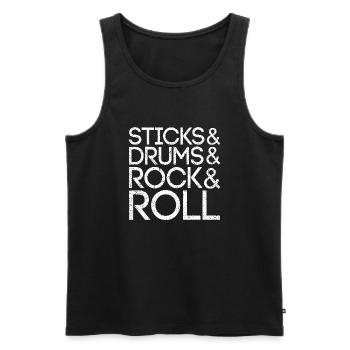 Sticks Drums Rock Roll Vintage Edition - Männer Premium Bio Tank Top - Schwarz - Vorne - Michal (187cm)