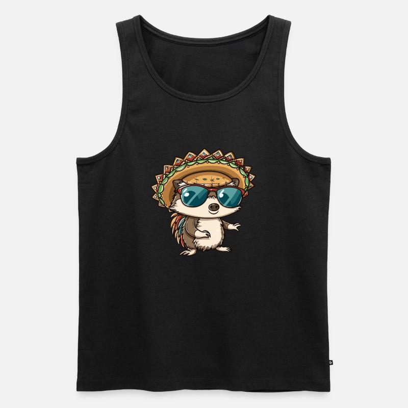 Igel Comic Lustig Sombrero - Männer Premium Bio Tank Top - Schwarz