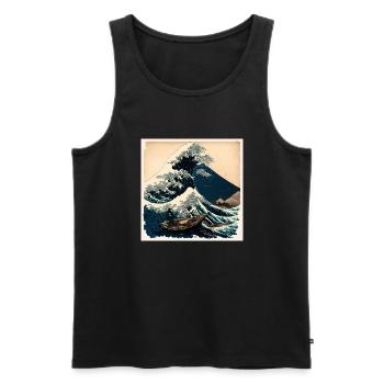Suivre la voie de la nature Style Hokusai - Débardeur bio Premium Homme - noir - Devant - AI Model Male 178 light (178cm)