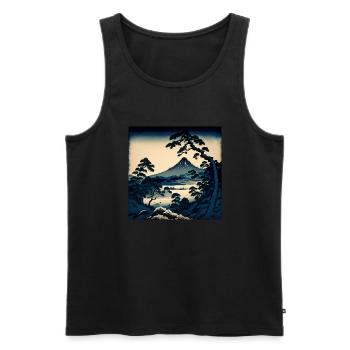 Le mont Fuji vu d’un style Hokusai - Débardeur bio Premium Homme - noir - Devant - AI Model Male 178 light (178cm)