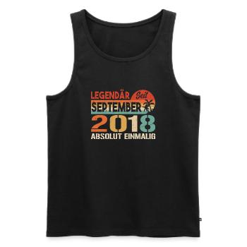2018 September Vintage Geburtstagsgeschenk 2018 - Männer Premium Bio Tank Top - Schwarz - Vorne - Michal (187cm)