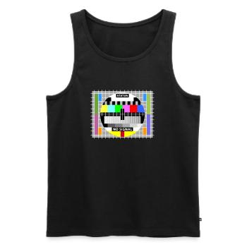 Image test card status no signal screen Display - Débardeur bio Premium Homme - noir - Devant - AI Model Male 178 light (178cm)