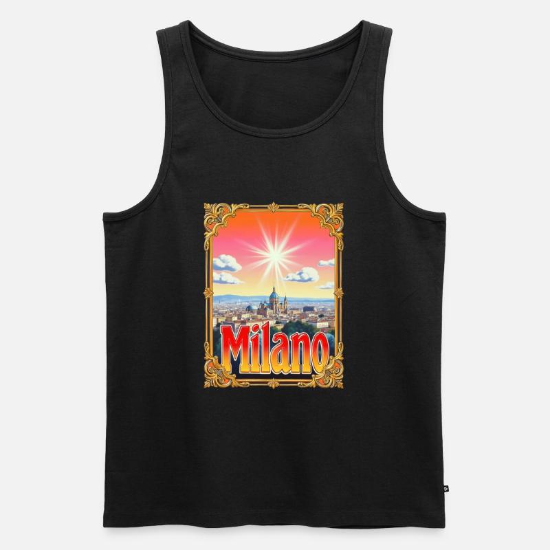 Milano Retroglow– Stadbild - Männer Premium Bio Tank Top - Schwarz