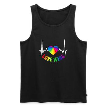LOVE WINS LGBT Pride Gay Pride Month LGBTQ - Men's Premium Organic Tank Top - black - Front - Michal (187cm)
