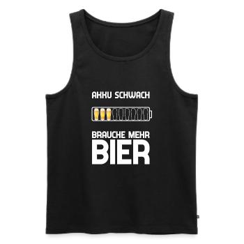 Akku Schwach Brauche mehr Bier - Männer Premium Bio Tank Top - Schwarz - Vorne - AI Model Male 178 light (178cm)