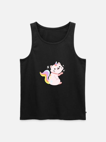 Siddende Caticorn - Funny Caticorn Kat - Herre Premium økologisk tanktop - sort