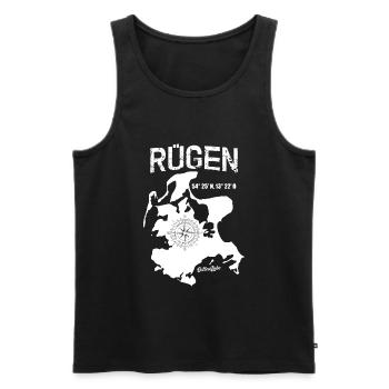 Ostseeliebe - Insel Rügen Kompass Koordinaten - Männer Premium Bio Tank Top - Schwarz - Vorne - Michal (187cm)
