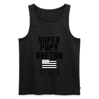 Super papy breton humour - Débardeur bio Premium Homme - noir - Devant - AI Model Male 178 light (178cm)
