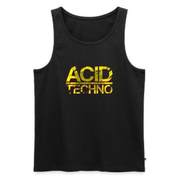Acid Techno Rot Gelb | Heavy Scratch Acid Techno - Männer Premium Bio Tank Top - Schwarz - Vorne - AI Model Male 178 light (178cm)