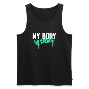 My body my choice - Männer Premium Bio Tank Top - Schwarz - Vorne - Michal (187cm)