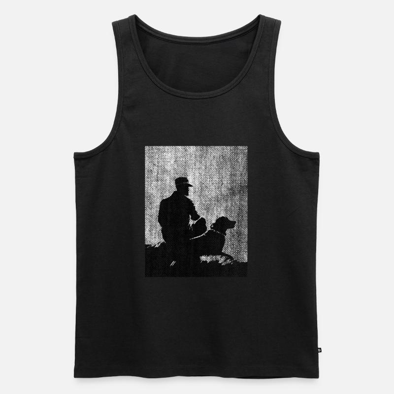 Beste Freunde Mann mit Hund - Männer Premium Bio Tank Top - Schwarz