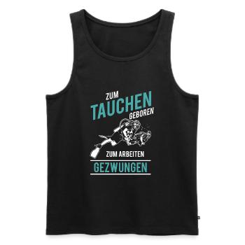 Born to dive forced to work - Men's Premium Organic Tank Top - black - Front - AI Model Male 178 light (178cm)