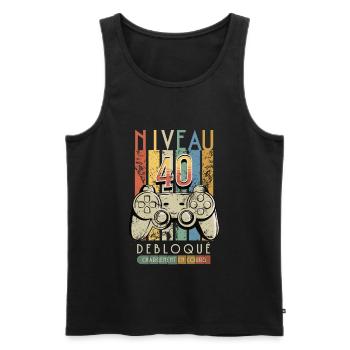 Gamer Niveau 40 Débloqué - Débardeur bio Premium Homme - noir - Devant - Michal (187cm)